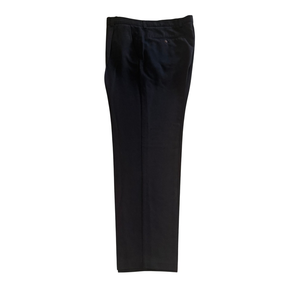 Tommy Bahama Relax Mens 38 Black 100% Silk Pleated Front Straight Leg Trousers‎